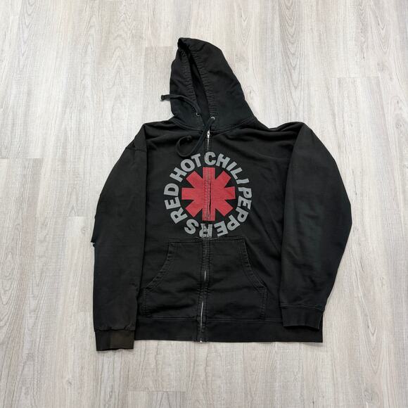 Vintage Red Hot Chili Peppers Full Zip Hoodie Men's XL Black Distressed 2004 y2k